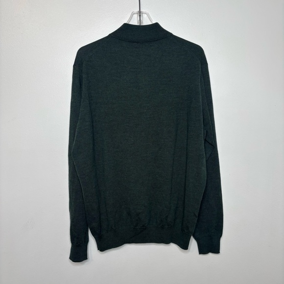 Peter Millar Merino Wool Blend Quarter Zip Sweater Green L Mens Large Pullover - Picture 2 of 8